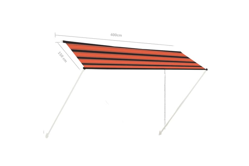 foldemarkise 400x150 cm orange og brun - Flerfarvet - Havemøbler - Solafskærmning - Markiser - Balkonmarkise