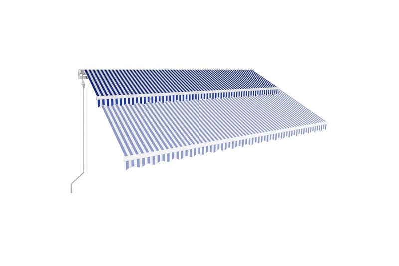 foldemarkise automatisk betjening 500 x 300 cm blå og hvid - Blå - Balkonmarkise - Markiser - Terrassemarkise