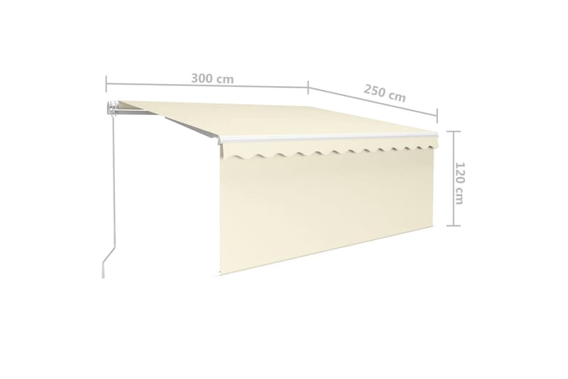 foldemarkise m. rullegardin + LED 3x2,5 m manuel - Creme - Havemøbler - Solafskærmning - Markiser - Vinduesmarkise