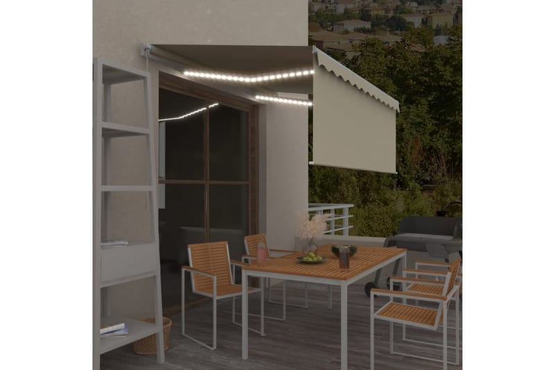foldemarkise m. rullegardin + LED 3x2,5 m manuel - Creme - Havemøbler - Solafskærmning - Markiser - Vinduesmarkise