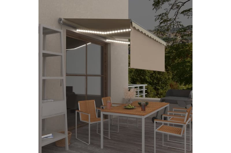 foldemarkise m. rullegardin + LED 3x2,5 m manuel - Creme - Havemøbler - Solafskærmning - Markiser - Vinduesmarkise