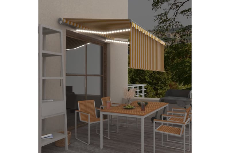 foldemarkise m. rullegardin + LED-lys 3,5x2,5 m manuel - Gul - Havemøbler - Solafskærmning - Markiser - Vinduesmarkise