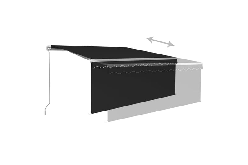 foldemarkise m. rullegardin + LED-lys 3x2,5 m manuel - Antracit - Havemøbler - Solafskærmning - Markiser - Vinduesmarkise