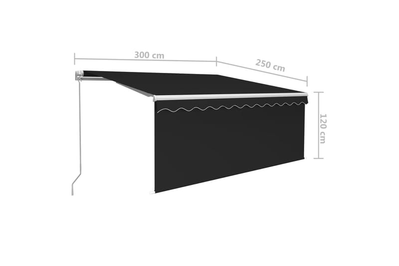 foldemarkise m. rullegardin + LED-lys 3x2,5 m manuel - Antracit - Havemøbler - Solafskærmning - Markiser - Vinduesmarkise