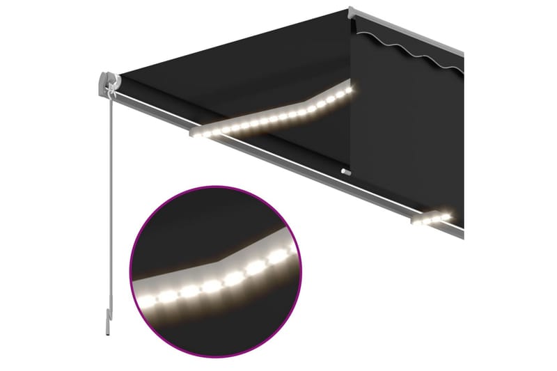 foldemarkise m. rullegardin + LED-lys 3x2,5 m manuel - Antracit - Vinduesmarkise - Markiser - Solbeskyttelse vindue