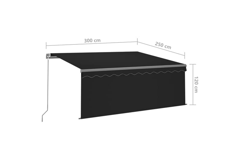 foldemarkise m. rullegardin + LED-lys 3x2,5 m manuel - Antracit - Havemøbler - Solafskærmning - Markiser - Vinduesmarkise