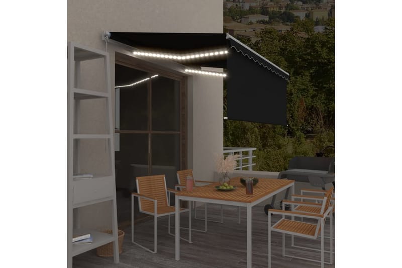 foldemarkise m. rullegardin + LED-lys 3x2,5 m manuel - Antracit - Havemøbler - Solafskærmning - Markiser - Vinduesmarkise