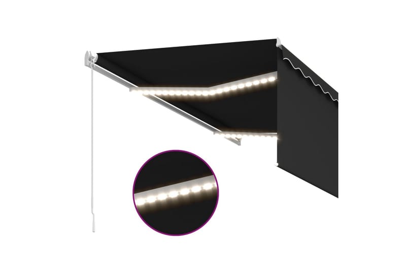 foldemarkise m. rullegardin + LED-lys 3x2,5 m manuel - Antracit - Havemøbler - Solafskærmning - Markiser - Vinduesmarkise