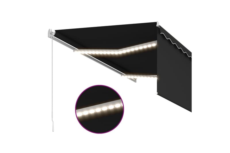 foldemarkise m. rullegardin + LED-lys 3x2,5 m manuel - Antracit - Vinduesmarkise - Markiser