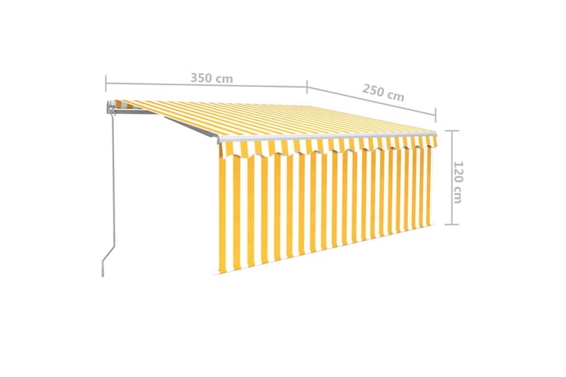 foldemarkise m. rullegardin 3,5x2,5 m manuel gul og hvid - Gul - Havemøbler - Solafskærmning - Markiser - Vinduesmarkise