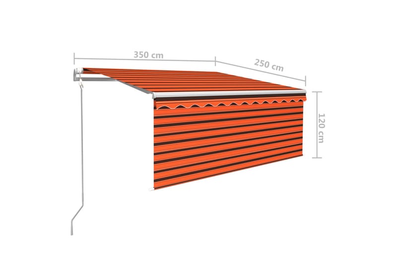 foldemarkise m. rullegardin 3,5x2,5m automatisk - Orange - Havemøbler - Solafskærmning - Markiser - Vinduesmarkise