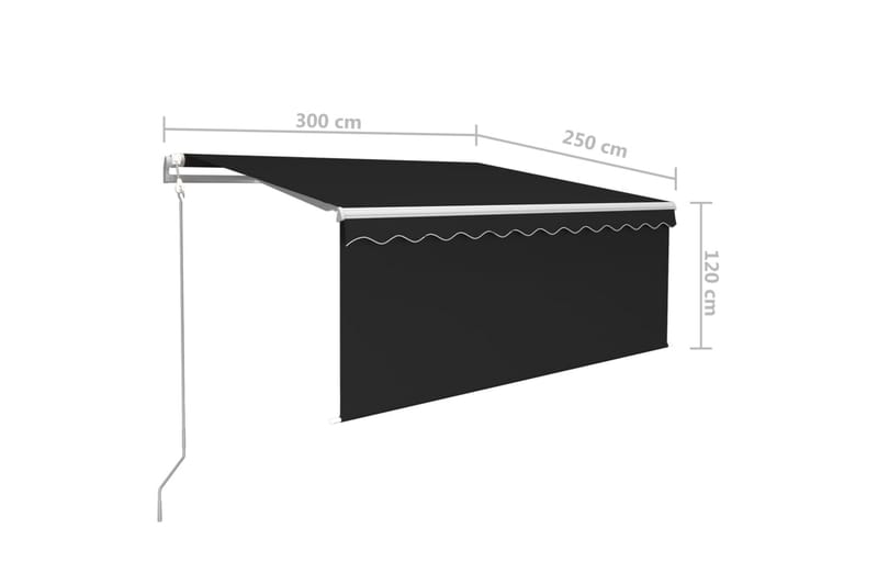 foldemarkise m. rullegardin 3x2,5 m automatisk antracit - Antracit - Vinduesmarkise - Markiser