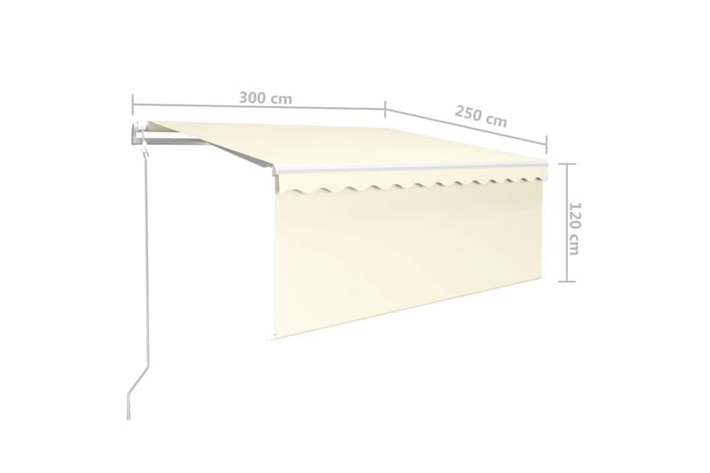 foldemarkise m. rullegardin 3x2,5 m automatisk cremefarvet - Creme - Havemøbler - Solafskærmning - Markiser - Vinduesmarkise
