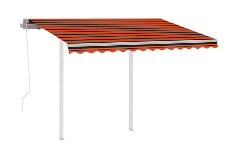 foldemarkise m. stolper 3,5x2,5 m automatisk orange brun - Orange - Balkonmarkise - Markiser - Terrassemarkise