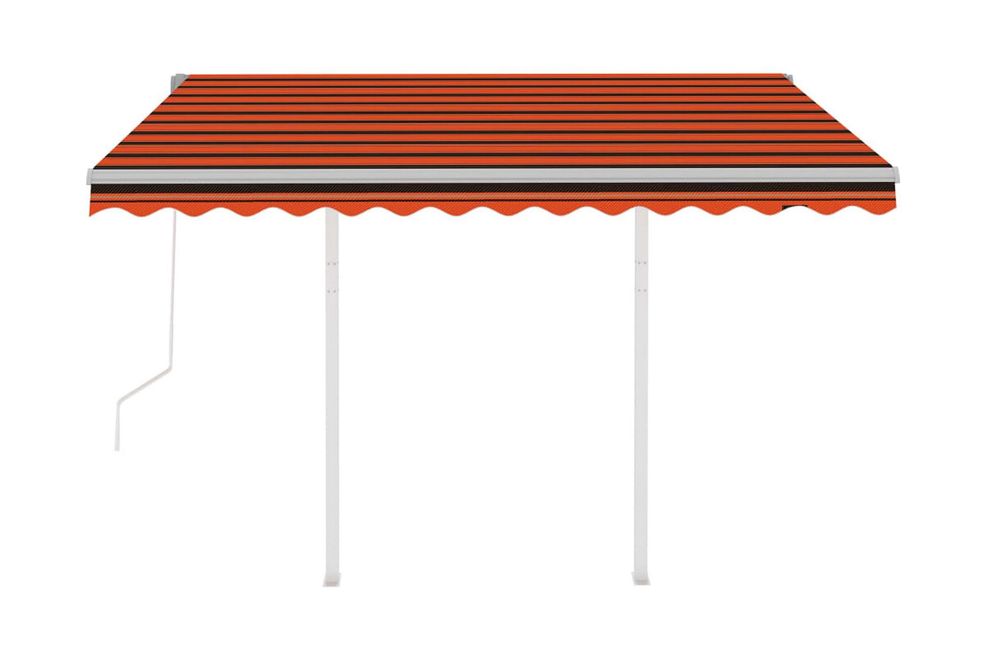 foldemarkise m. stolper 3,5x2,5 m automatisk orange brun - Orange - Havemøbler - Solafskærmning - Markiser - Balkonmarkise