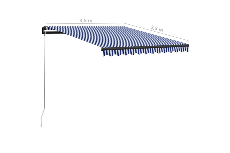 Foldemarkise Manuel Betjening 350X250 cm Blå Og Hvid - Havemøbler - Solafskærmning - Markiser - Vinduesmarkise