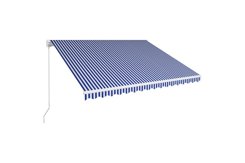 foldemarkise manuel betjening 400 x 300 cm blå og hvid - Blå - Balkonmarkise - Markiser - Terrassemarkise