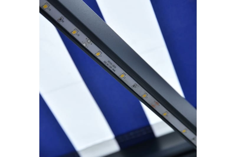 Foldemarkise Manuel Betjening Led 450X300 cm Blå Og Hvid - Havemøbler - Solafskærmning - Markiser - Vinduesmarkise