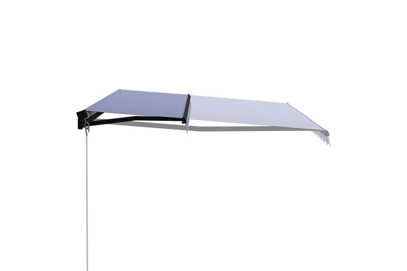 Foldemarkise Manuel Betjening Led 450X300 cm Blå Og Hvid - Havemøbler - Solafskærmning - Markiser - Vinduesmarkise