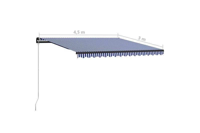 Foldemarkise Manuel Betjening Led 450X300 cm Blå Og Hvid - Havemøbler - Solafskærmning - Markiser - Vinduesmarkise