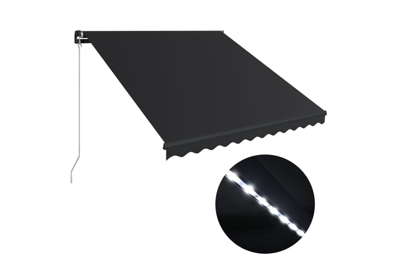 foldemarkise manuel betjening m. LED 300x250 cm antracitgrå - Grå - Balkonmarkise - Markiser - Terrassemarkise