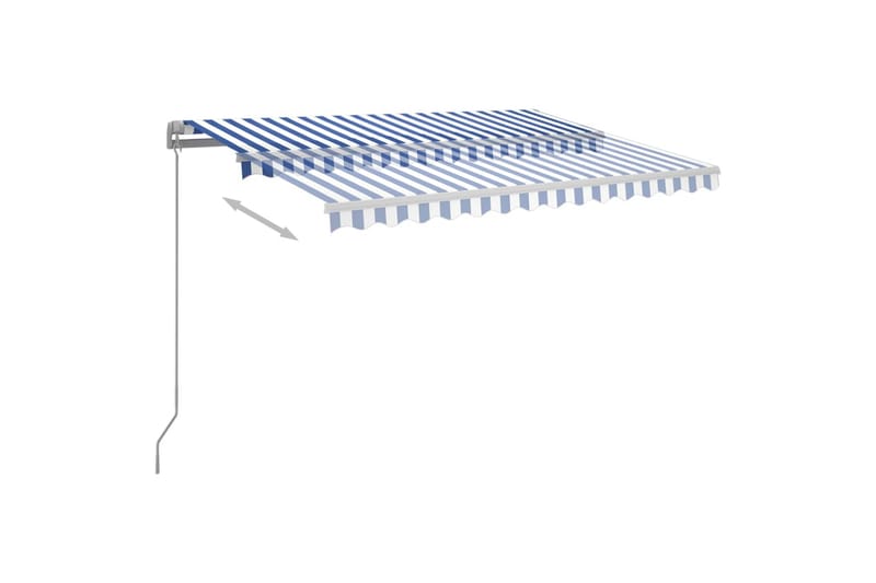 foldemarkise manuel betjening m. LED 300x250 cm blå og hvid - Blå - Balkonmarkise - Markiser - Terrassemarkise