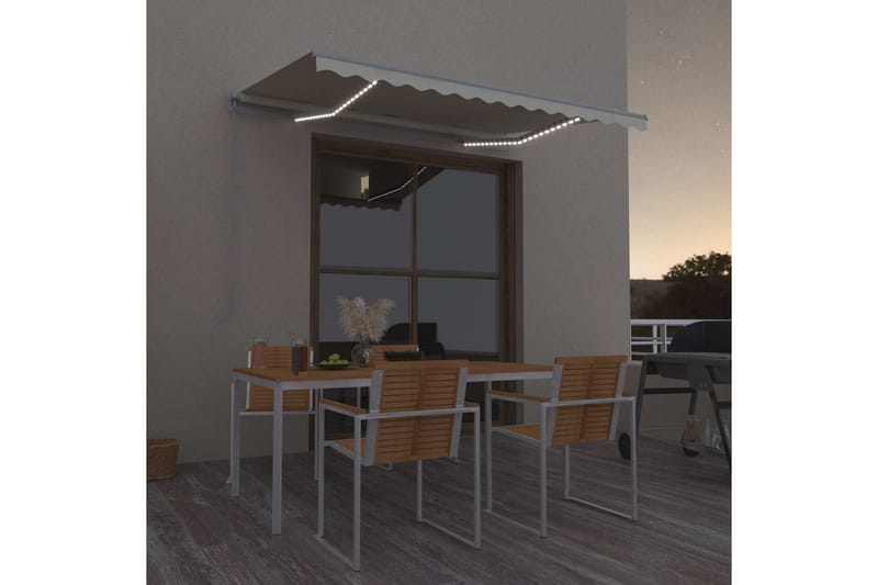 foldemarkise manuel betjening m. LED 300x250 cm cremefarvet - Creme - Havemøbler - Solafskærmning - Markiser - Balkonmarkise