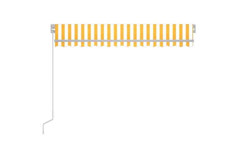 foldemarkise manuel betjening m. LED 300x250 cm gul og hvid - Gul - Havemøbler - Solafskærmning - Markiser - Balkonmarkise