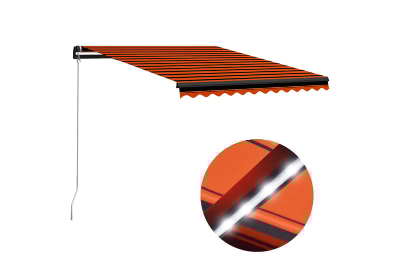 Foldemarkise Manuel Betjening m. Led 300X250cm Orange & Brun - Havemøbler - Solafskærmning - Markiser - Vinduesmarkise