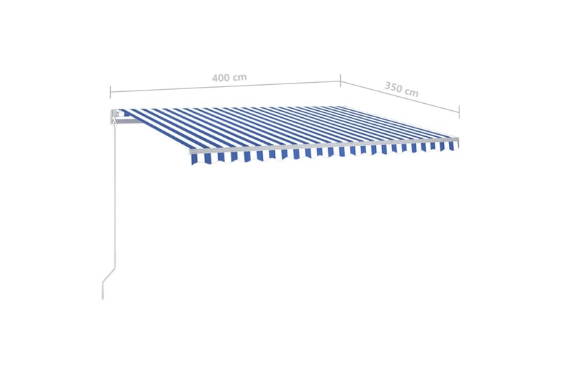 foldemarkise manuel betjening m. LED 400x350 cm blå og hvid - Blå - Havemøbler - Solafskærmning - Markiser - Balkonmarkise