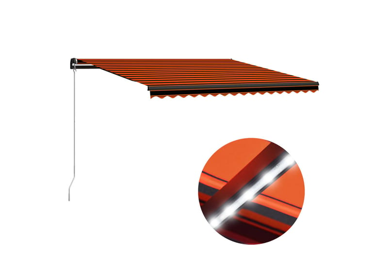 Foldemarkise Manuel Betjening m. Led 450X300cm Orange & Brun - Vinduesmarkise - Markiser - Solbeskyttelse vindue