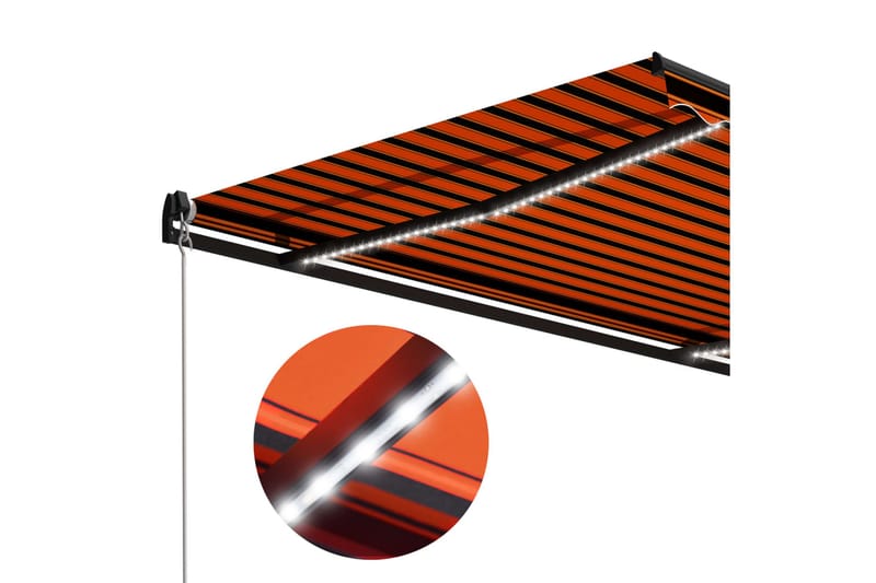 Foldemarkise Manuel Betjening m. Led 450X300cm Orange & Brun - Havemøbler - Solafskærmning - Markiser - Vinduesmarkise