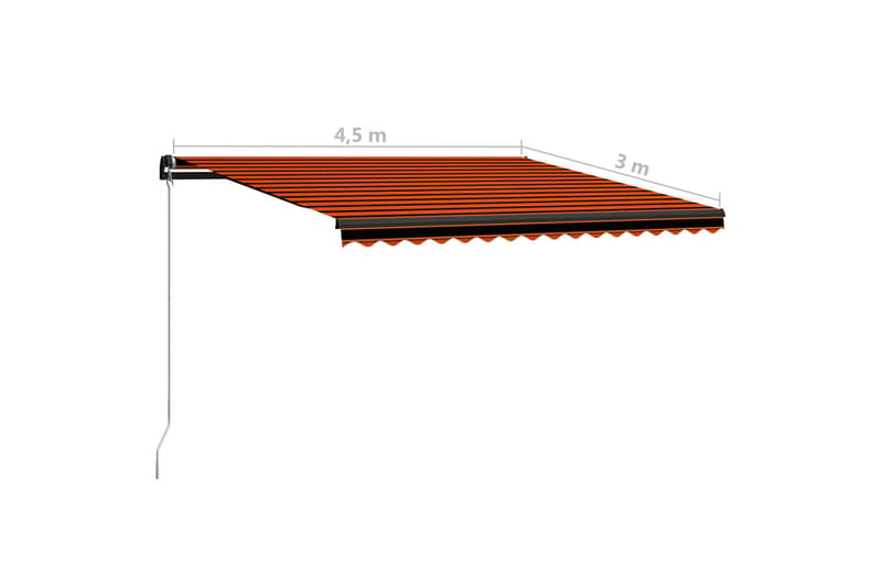 Foldemarkise Manuel Betjening m. Led 450X300cm Orange & Brun - Havemøbler - Solafskærmning - Markiser - Vinduesmarkise