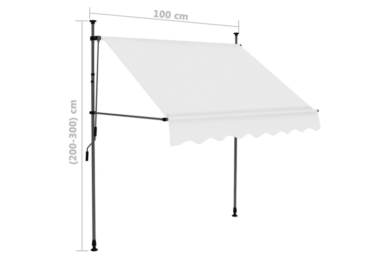 foldemarkise manuel betjening med LED 100 cm cremefarvet - Creme - Vinduesmarkise - Markiser