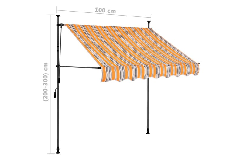 foldemarkise manuel betjening med LED 100 cm gul og blå - Flerfarvet - Vinduesmarkise - Markiser