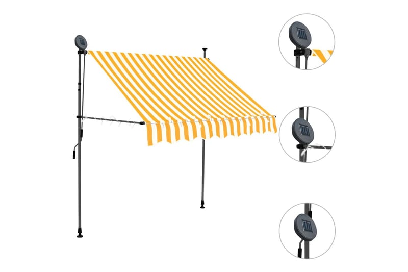 foldemarkise manuel betjening med LED 100 cm hvid og orange - Flerfarvet - Vinduesmarkise - Markiser - Solbeskyttelse vindue