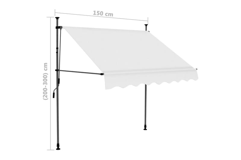 foldemarkise manuel betjening med LED 150 cm cremefarvet - Creme - Vinduesmarkise - Markiser