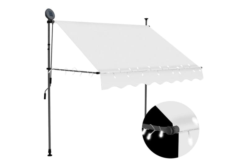 foldemarkise manuel betjening med LED 150 cm cremefarvet - Creme - Vinduesmarkise - Markiser