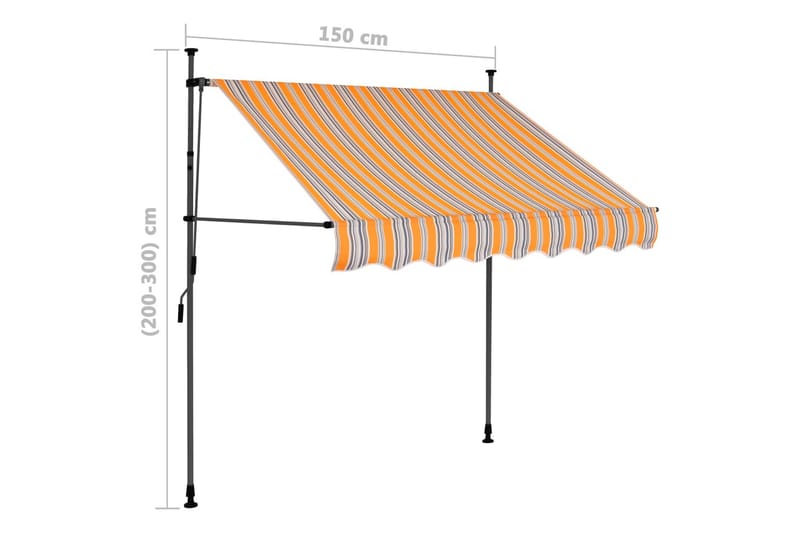 foldemarkise manuel betjening med LED 150 cm gul og blå - Flerfarvet - Vinduesmarkise - Markiser