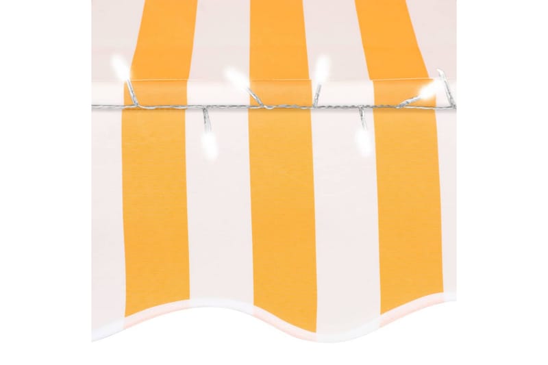 foldemarkise manuel betjening med LED 150 cm hvid og orange - Flerfarvet - Havemøbler - Solafskærmning - Markiser - Vinduesmarkise
