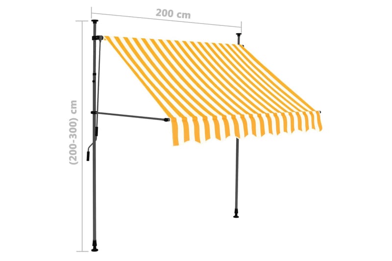 foldemarkise manuel betjening med LED 200 cm hvid og orange - Flerfarvet - Markiser - Vinduesmarkise
