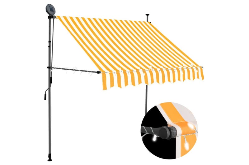 foldemarkise manuel betjening med LED 200 cm hvid og orange - Flerfarvet - Vinduesmarkise - Markiser