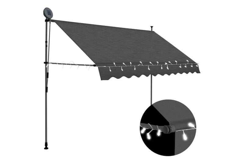 foldemarkise manuel betjening med LED 250 cm antracitgrå - Grå - Havemøbler - Solafskærmning - Markiser - Vinduesmarkise