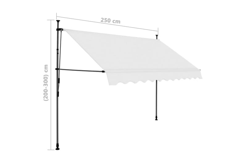 foldemarkise manuel betjening med LED 250 cm cremefarvet - Creme - Havemøbler - Solafskærmning - Markiser - Vinduesmarkise