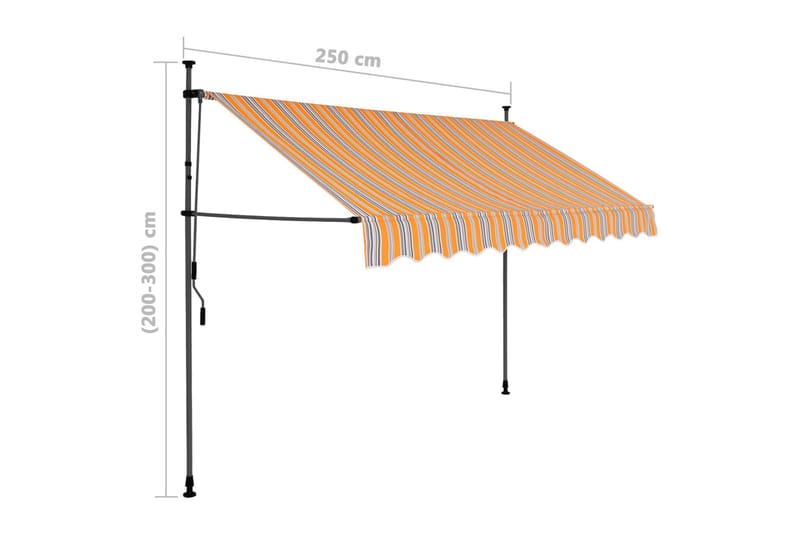 foldemarkise manuel betjening med LED 250 cm gul og blå - Flerfarvet - Vinduesmarkise - Markiser