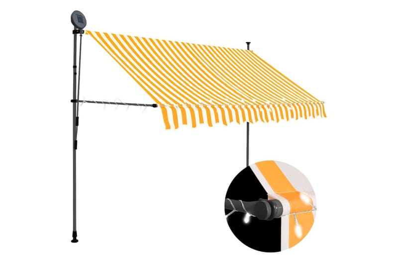 foldemarkise manuel betjening med LED 250 cm hvid og orange - Flerfarvet - Vinduesmarkise - Markiser