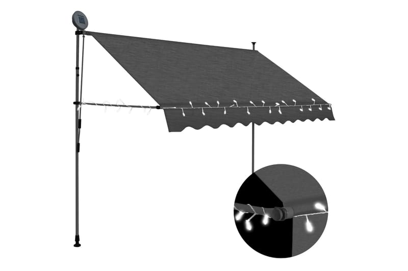 foldemarkise manuel betjening med LED 300 cm antracitgrå - Grå - Balkonmarkise - Markiser - Terrassemarkise