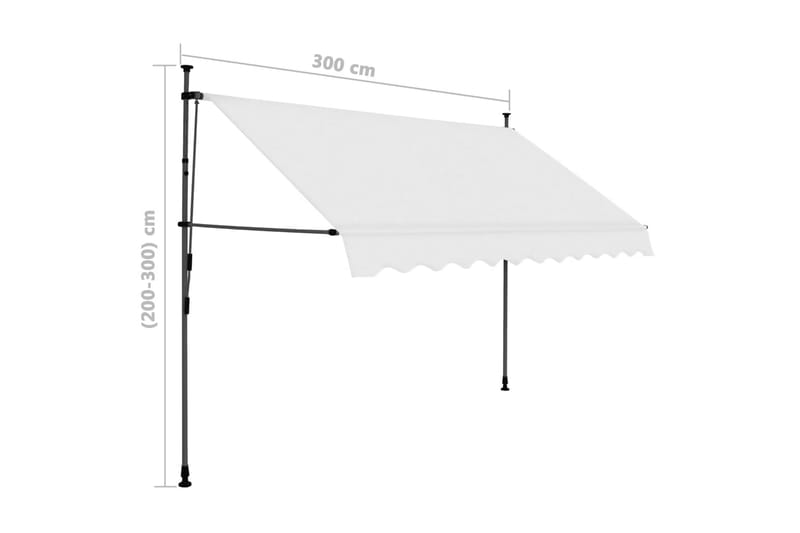 foldemarkise manuel betjening med LED 300 cm cremefarvet - Creme - Balkonmarkise - Markiser - Terrassemarkise