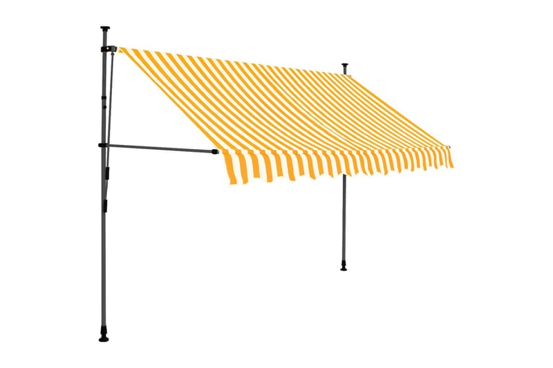 foldemarkise manuel betjening med LED 300 cm hvid og orange - Flerfarvet - Balkonmarkise - Markiser - Terrassemarkise