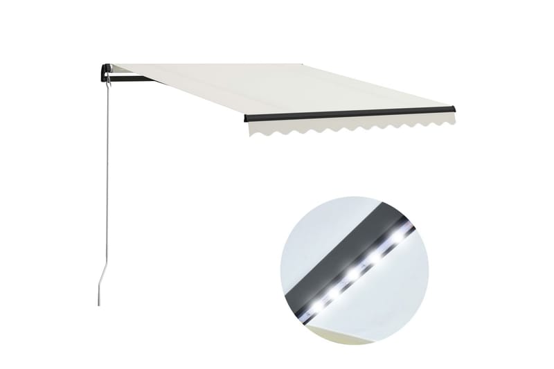 Foldemarkise Manuel Betjening Med Led 300X250 cm Cremefarvet - Havemøbler - Solafskærmning - Markiser - Vinduesmarkise